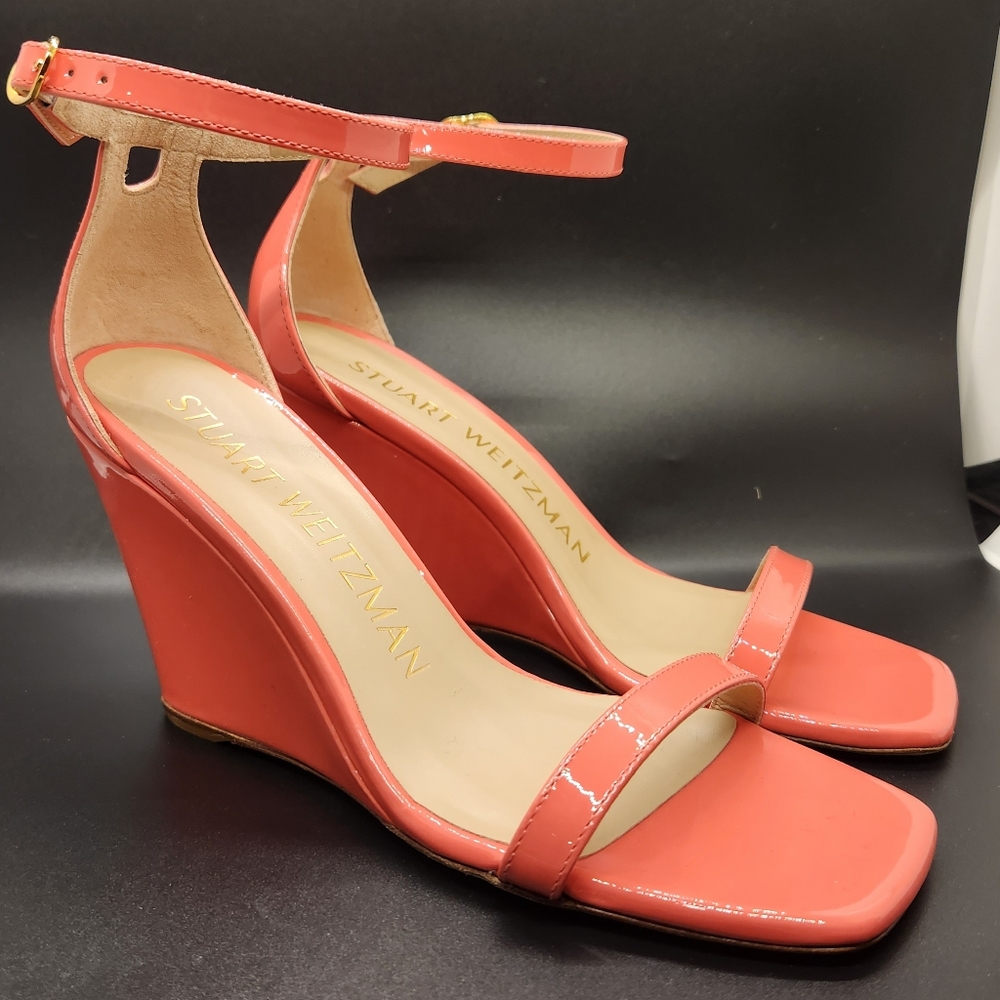 SOLLLD!!  STUART WEITZMAN NUDISTCURVE 85 WEDGE SANDALS WOMENS  SIZE 6